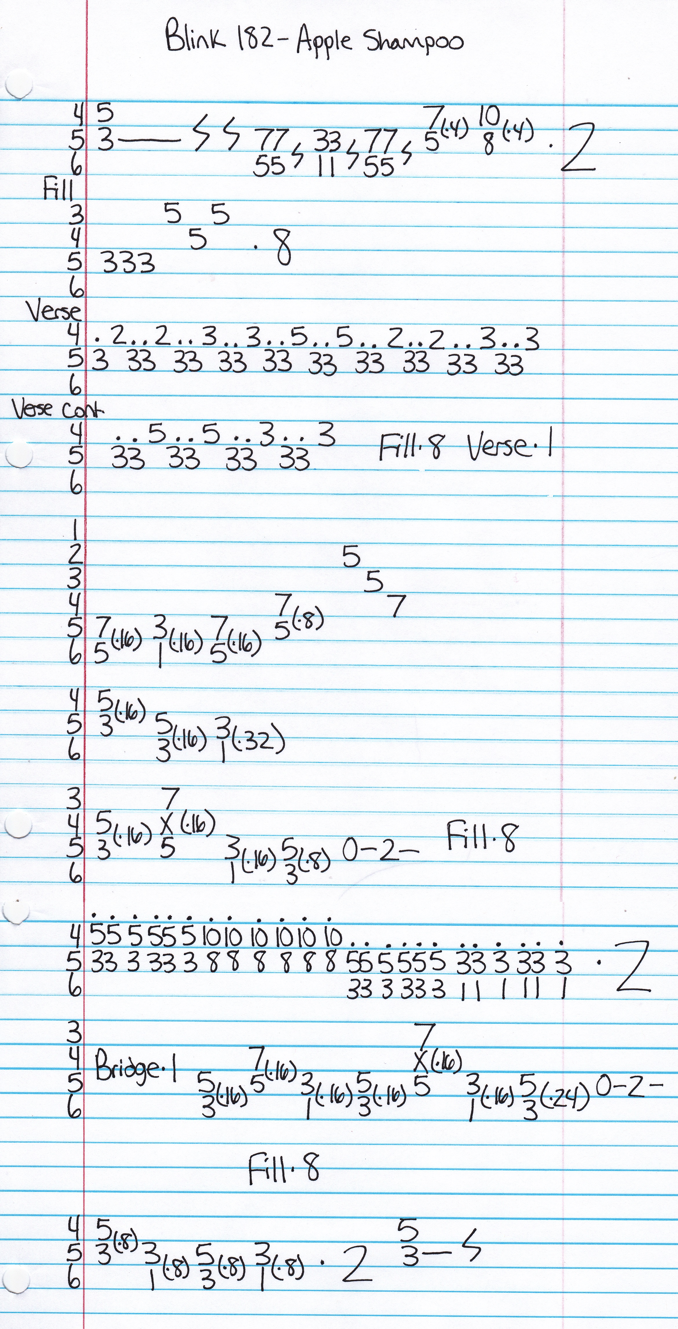 Blink 182 - Apple Shampoo Guitar Tab